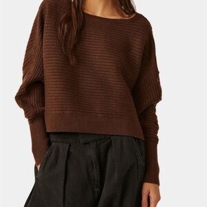 Free People Sublime Rib-Knit Sweater Women’s M Chocolate Brown